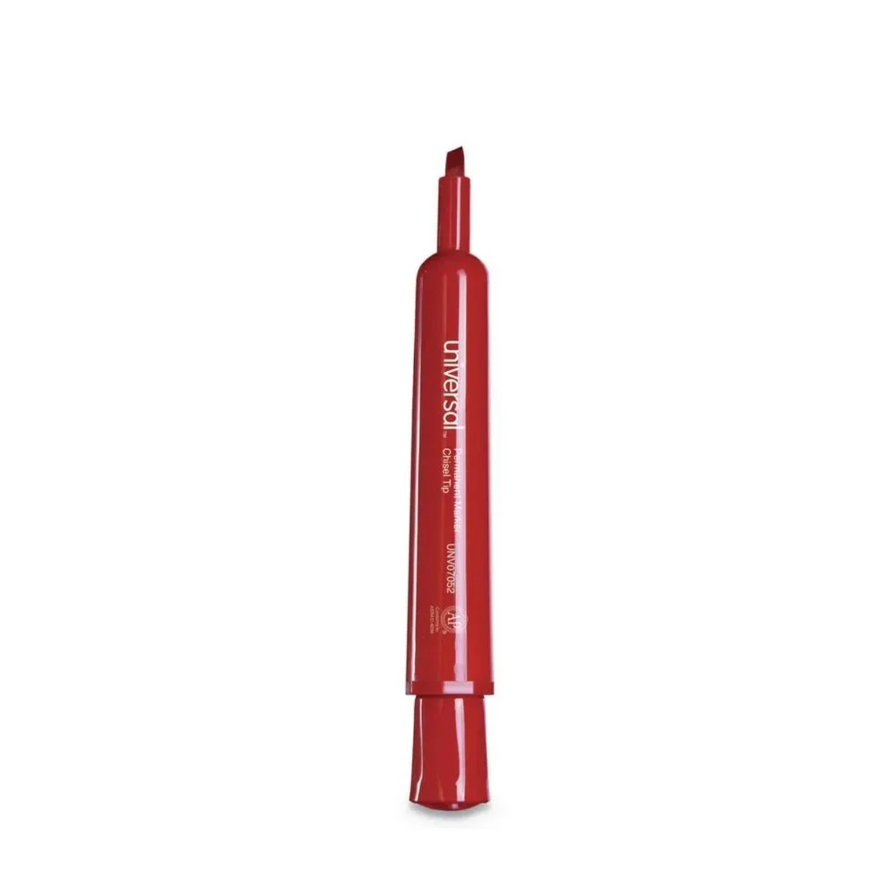 Universal - 12 Permanent Markers Chisel Tip - Red - UNV 07052